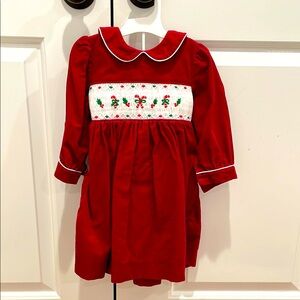 Red Smocked Kids Dress